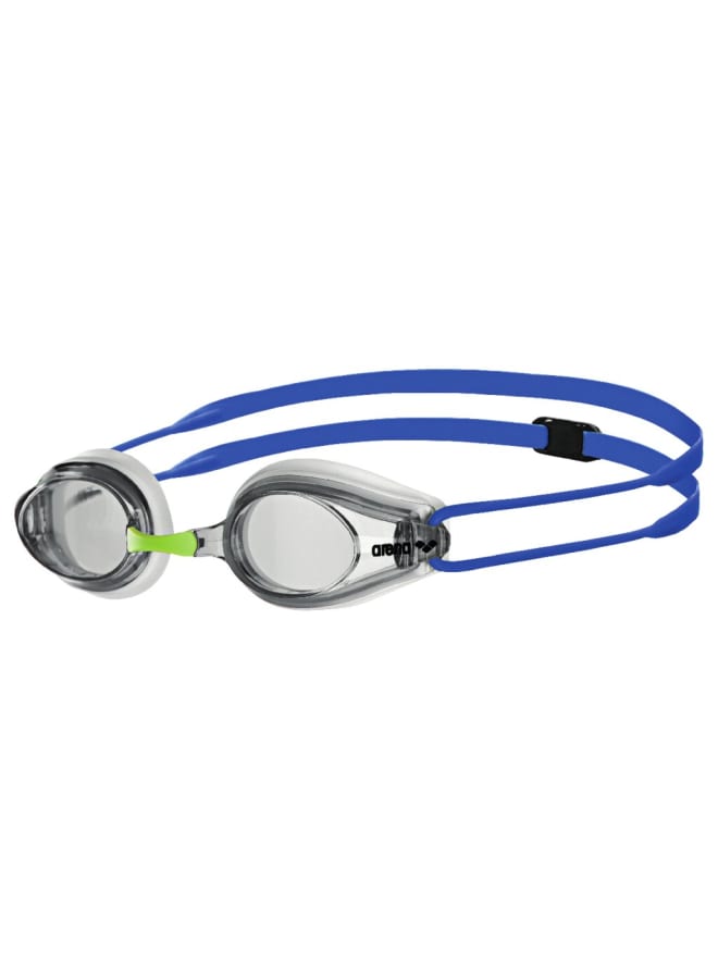 arena Tracks White-Clear-Blue Goggles, Racing, Pool, Equipment, Uni Adult - Professional Racing Goggles for Competitive Swimmers - Image 1